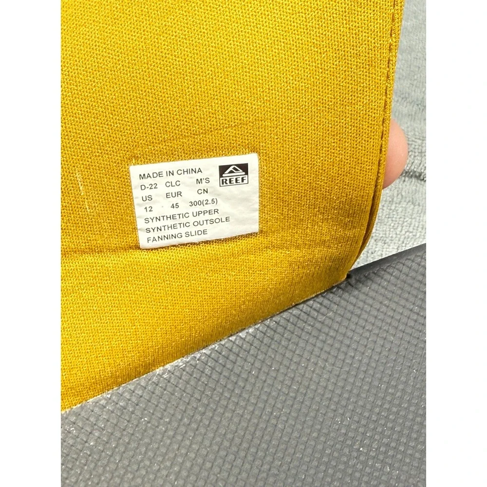 Reef Fanning Slide Sandals Mens 12 Gray Yellow Bottle Opener Slides